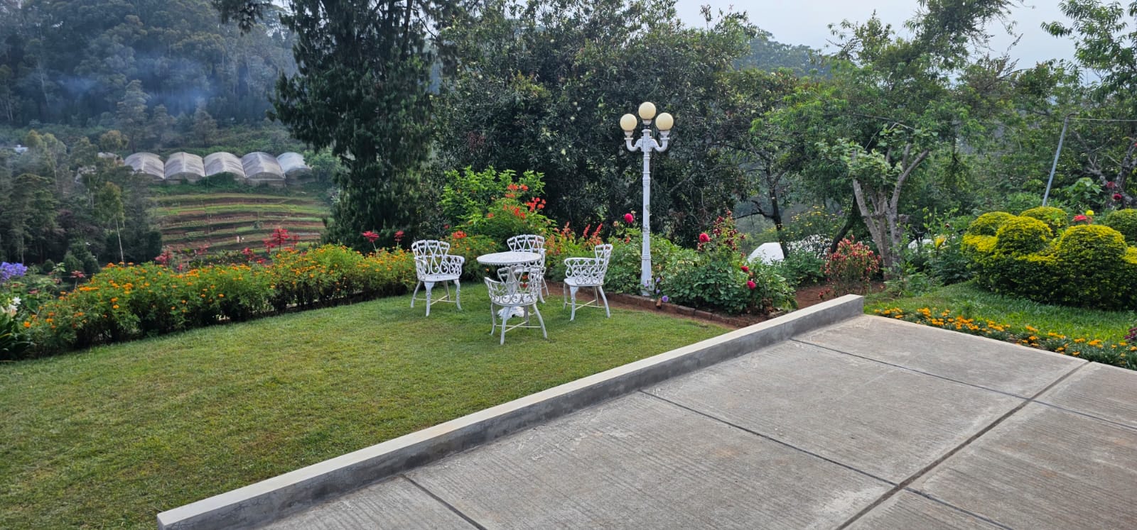 Garden seating with valley view